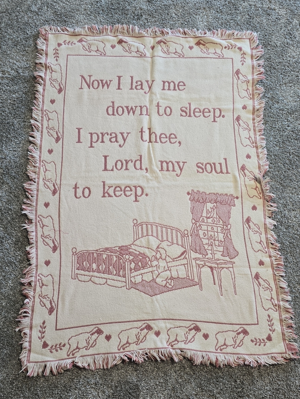 Baby GIRL Throw Blanket in Cream and Dusty Pink
